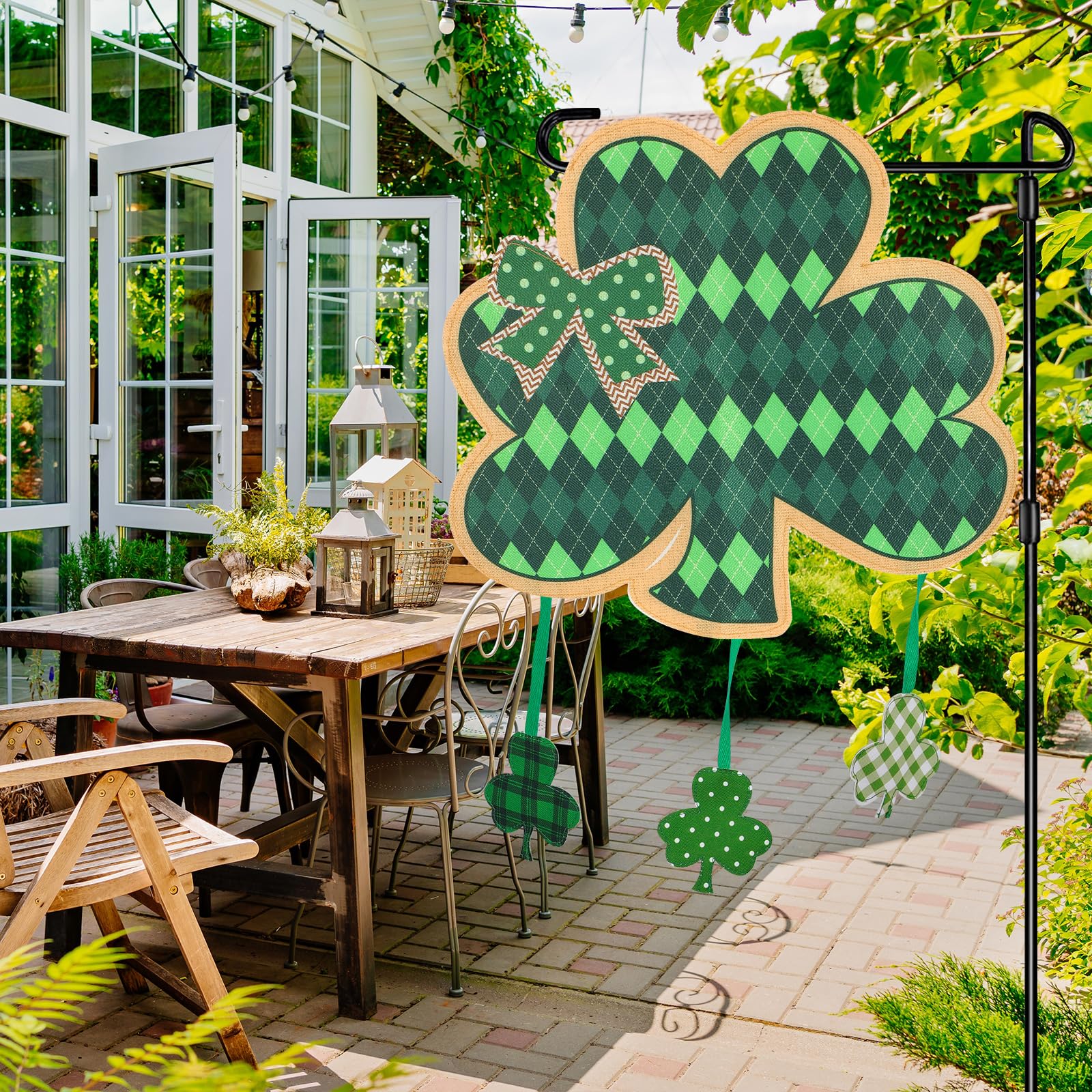 COCHIE large shamrock flag enhances outdoor spaces on fence or pole.