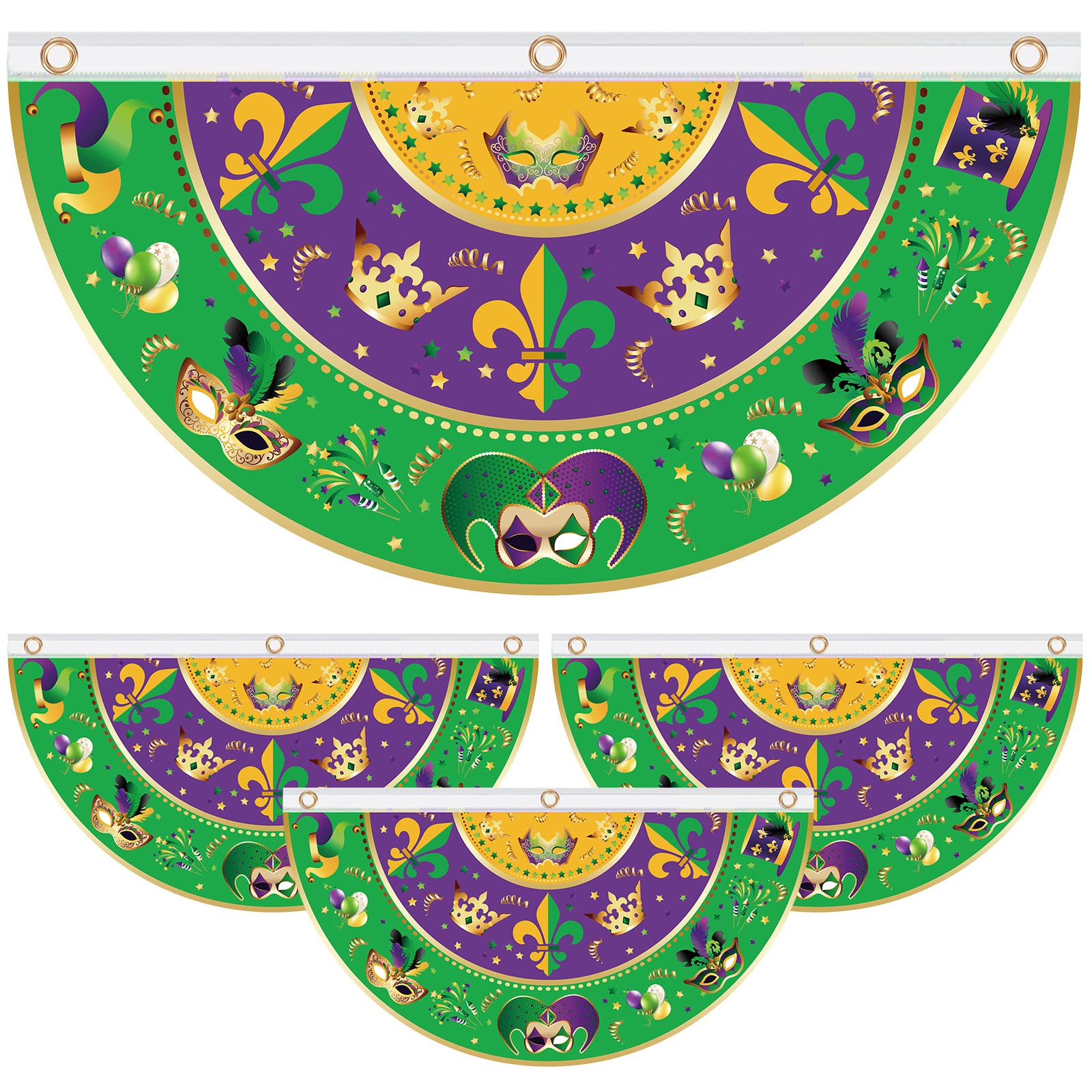 COCHIE Mardi Gras flag 4-pack for porch decor and curb appeal.