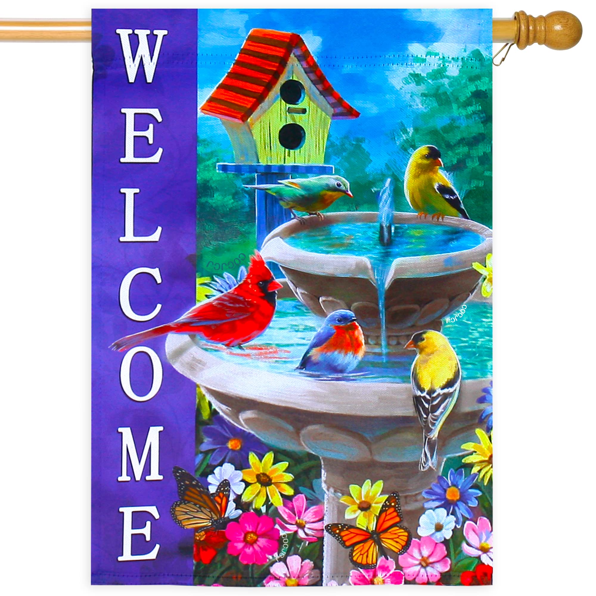 COCJCJ double-sided garden flag outdoor display enhances curb appeal.