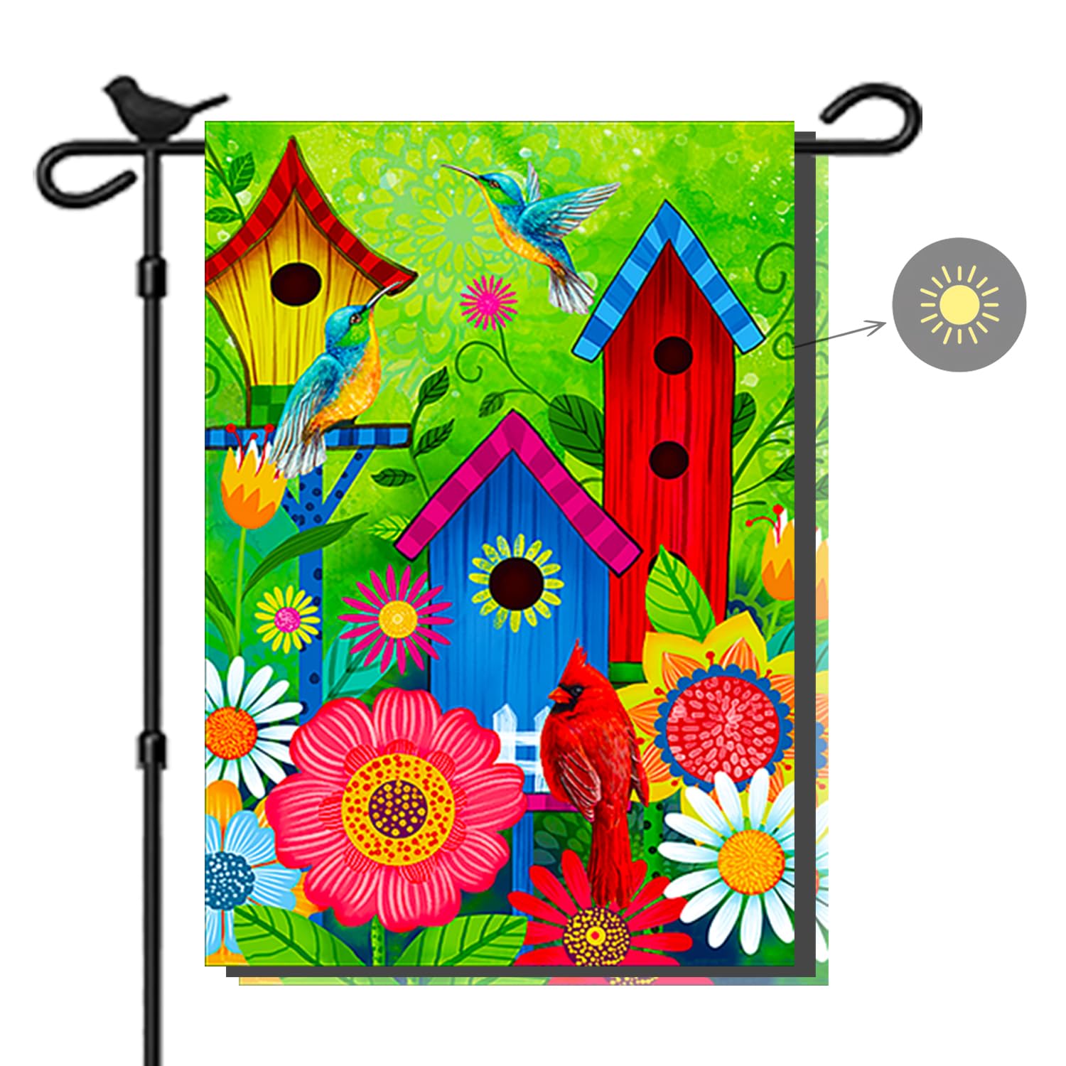 COCJCJ spring hummingbirds garden flag for vibrant outdoor display