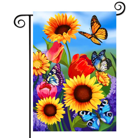 COCJCJ sunflower garden flag with double-sided readability for welcoming guests outdoors.