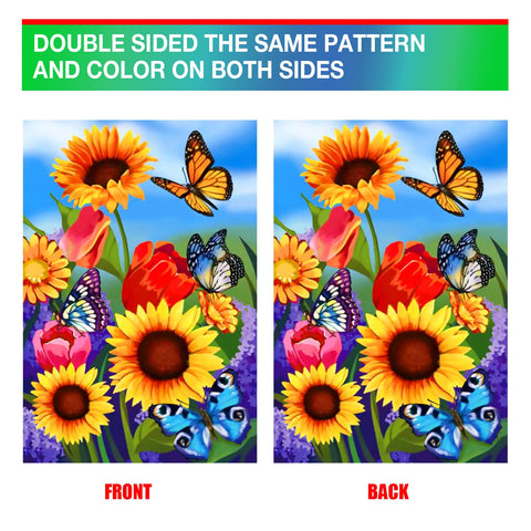 COCJCJ sunflower flag made from thick all-weather polyester resists fading.
