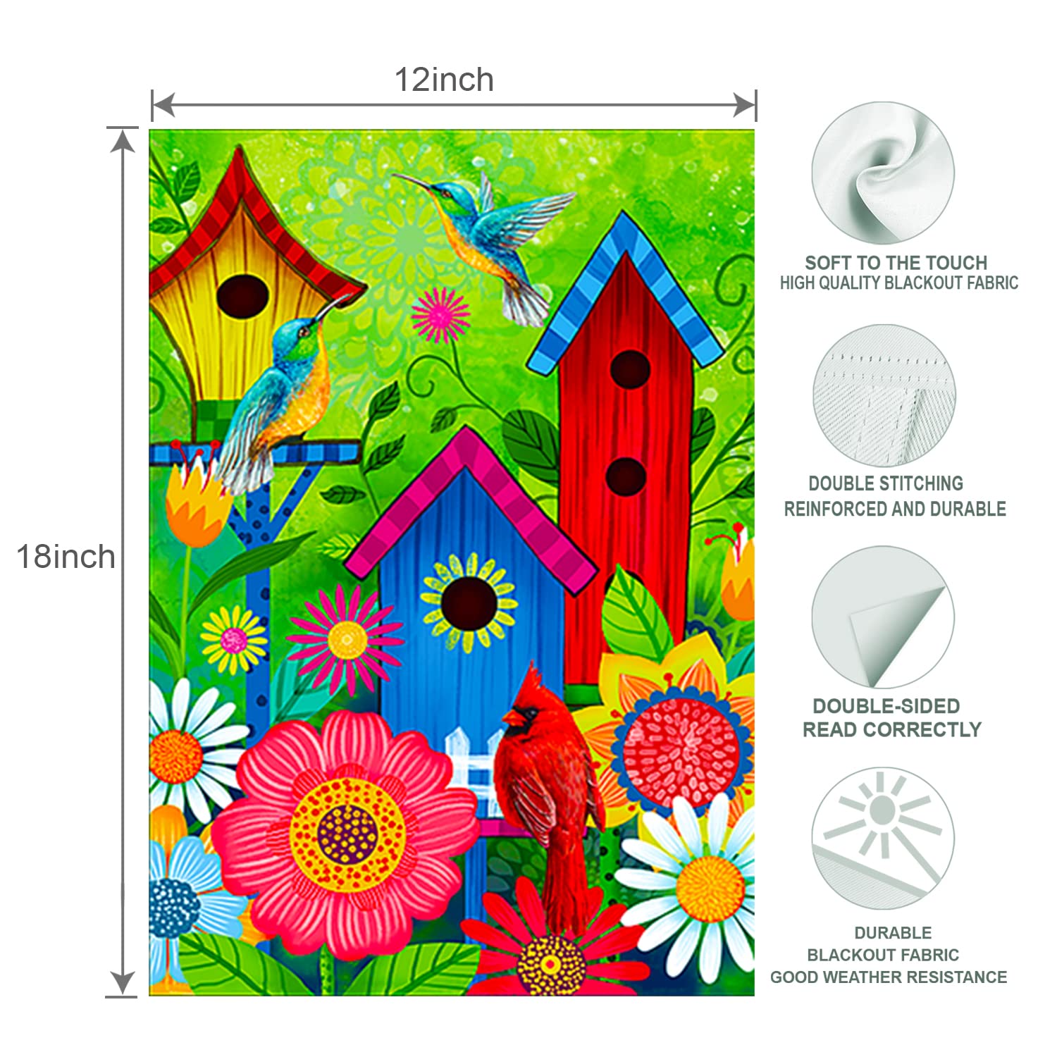 COCJCJ weather-resistant hummingbirds flag withstands sun and rain