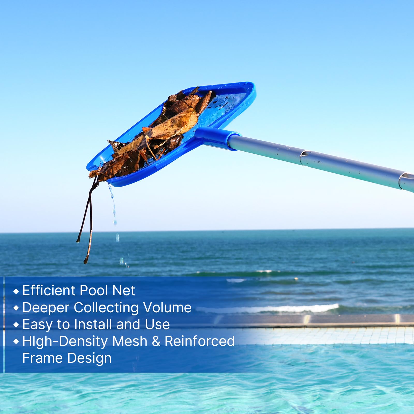 Coclothy pool net 360-degree pole connection for fast setup