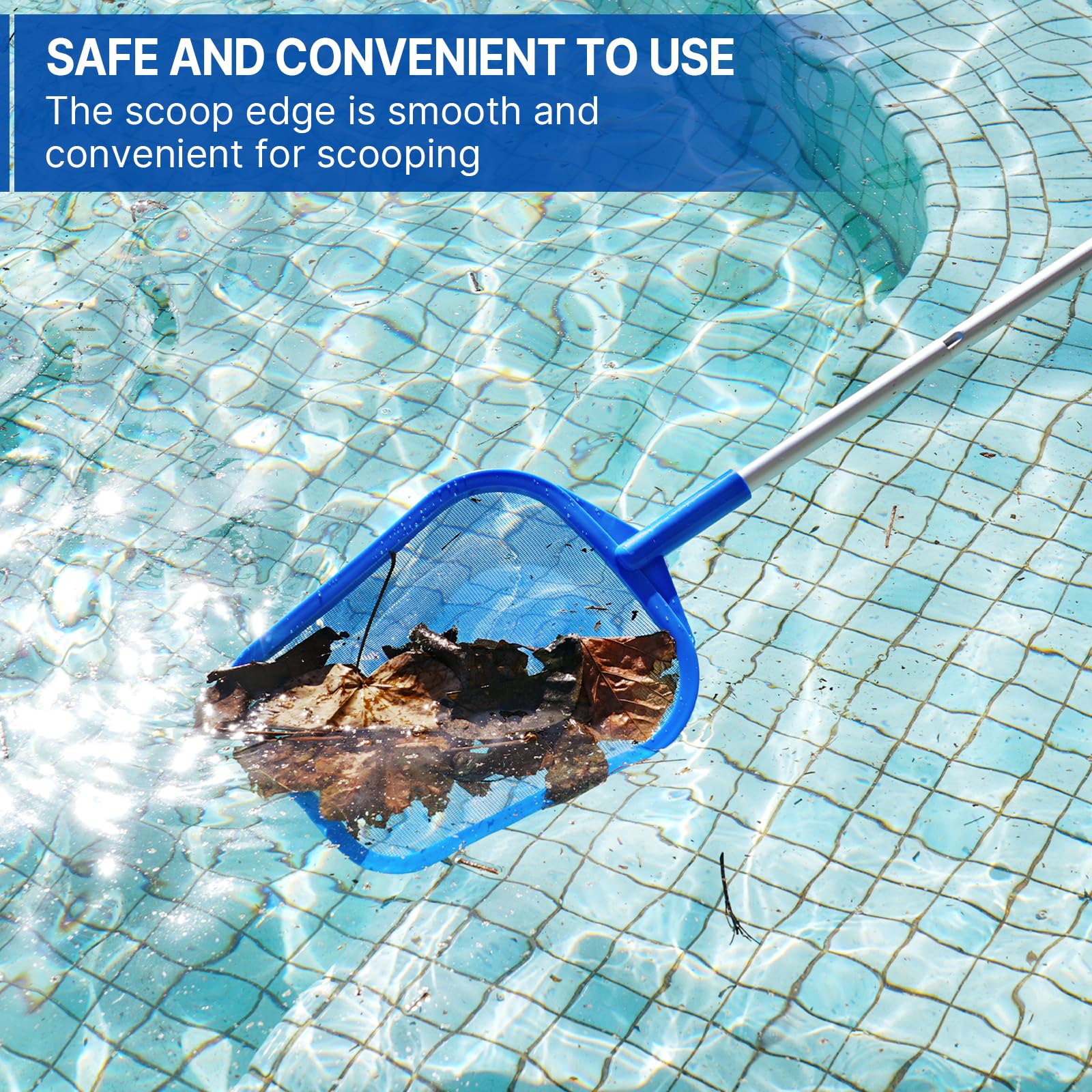 Coclothy pool net curved edge for safe, quick scooping