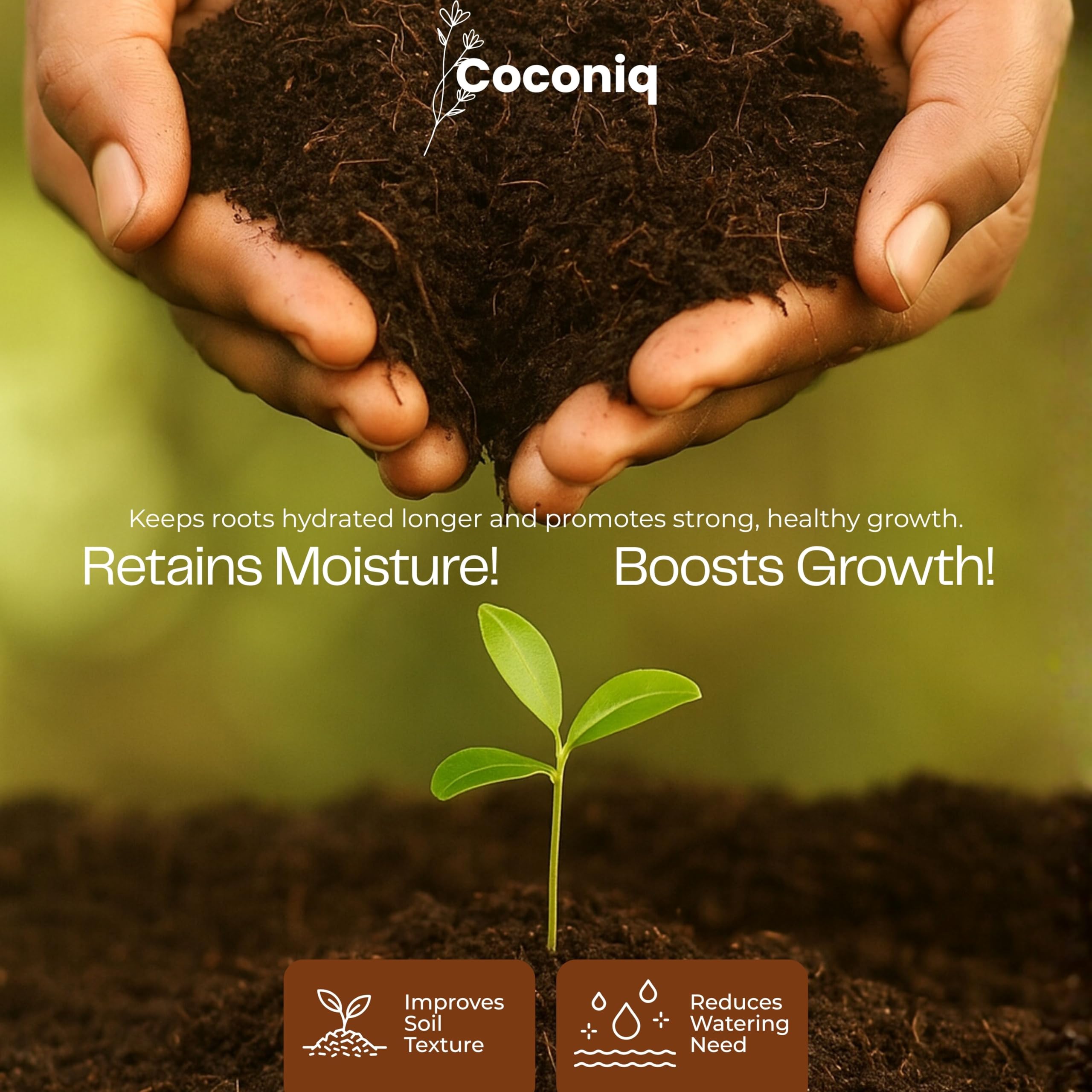 COCONIQ Coco Coir Bricks function as a multi-purpose soil base.