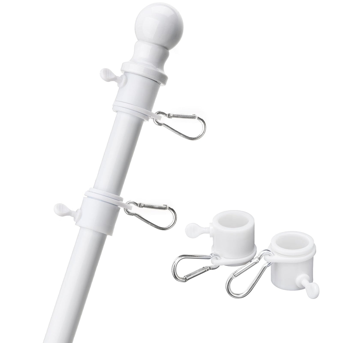 COCONUT 5ft flag pole assembly enables quick setup and clean display.