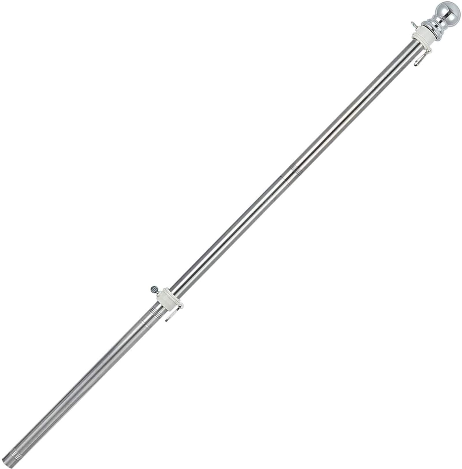 COCONUT 5ft stainless steel flag pole with rotating rings for durable outdoor display.