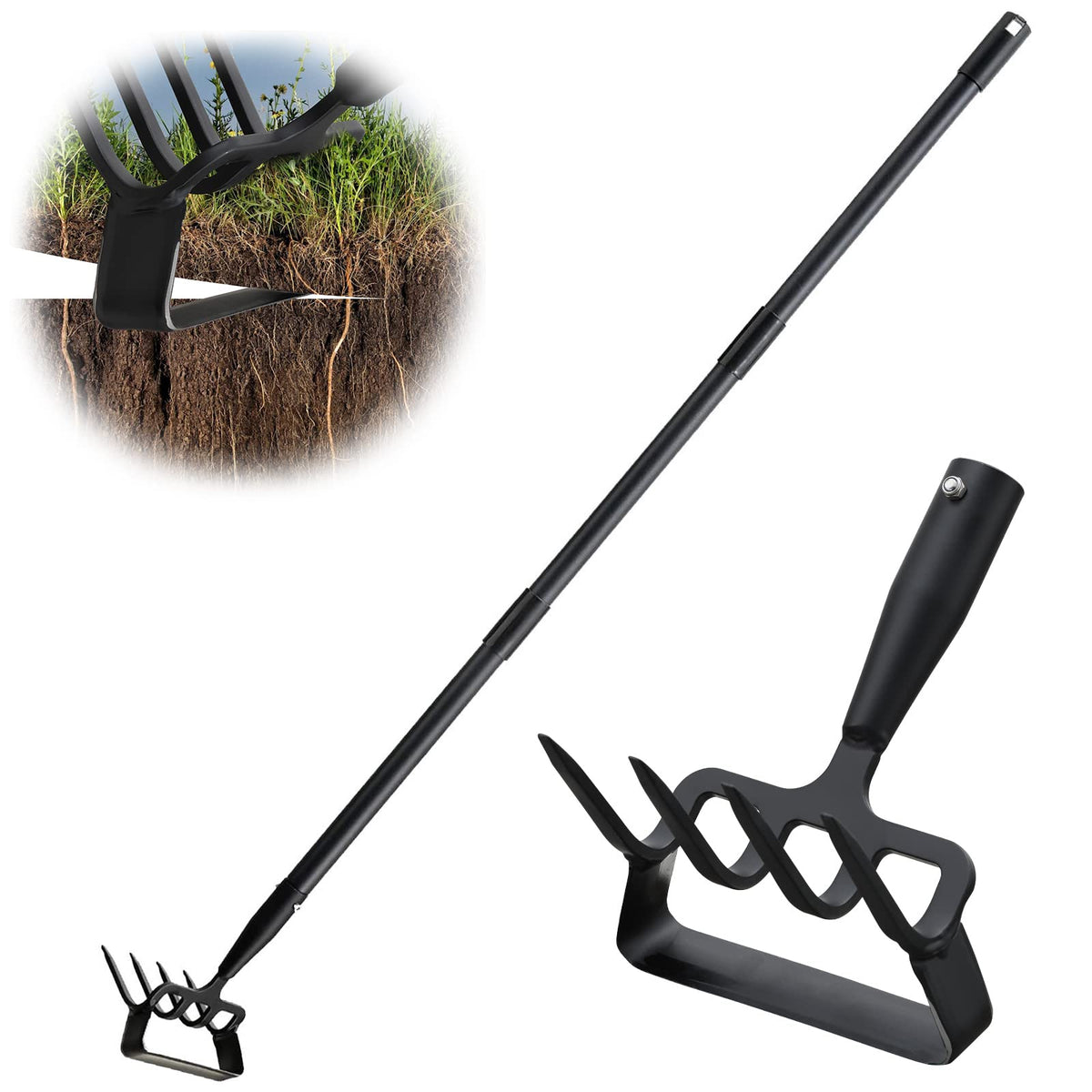 COCONUT garden hoe heavy-duty 62in with long reach to reduce back strain.