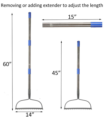 COCONUT level-head garden rake 5ft in action for even soil loosening.