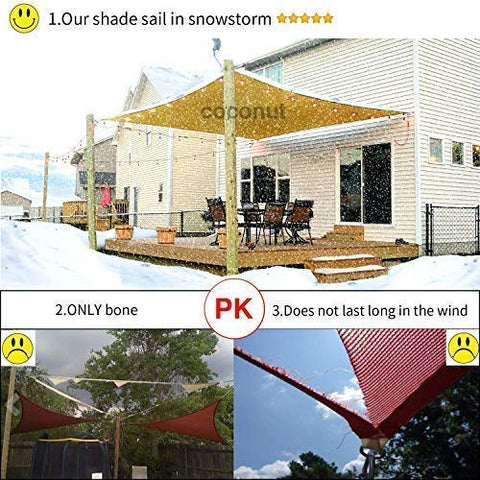 COCONUT rectangle sun sail 6x8 mount point demonstrating easy attachment