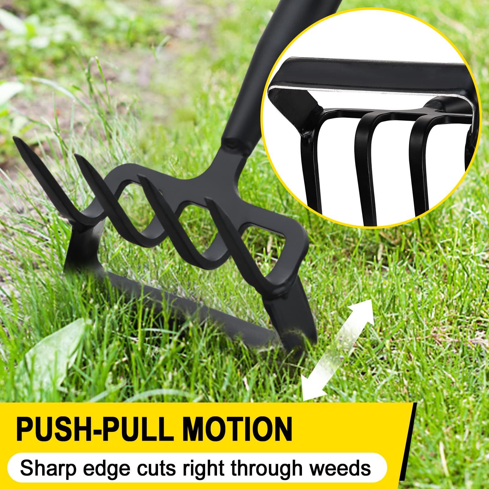 Coconut stirrup-hoe close-up blade sharp on both ends for efficient weeding