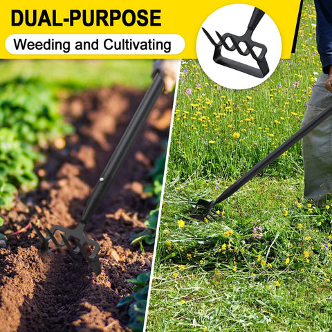 COCONUT stirrup hoe cultivator 2-in-1 in use for efficient weeding and soil loosening.