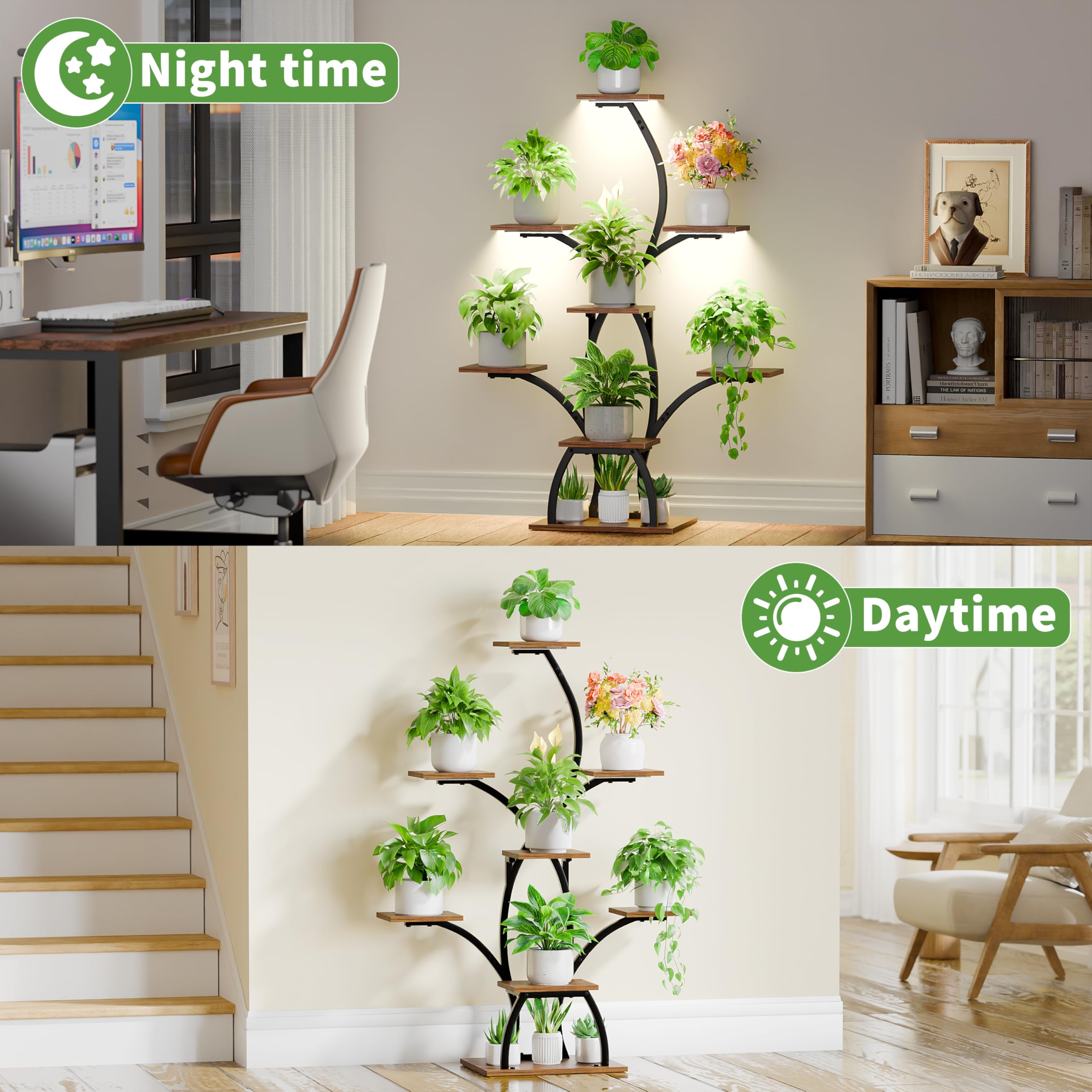CODACE 6-tier corner plant shelf for compact living rooms and balconies.