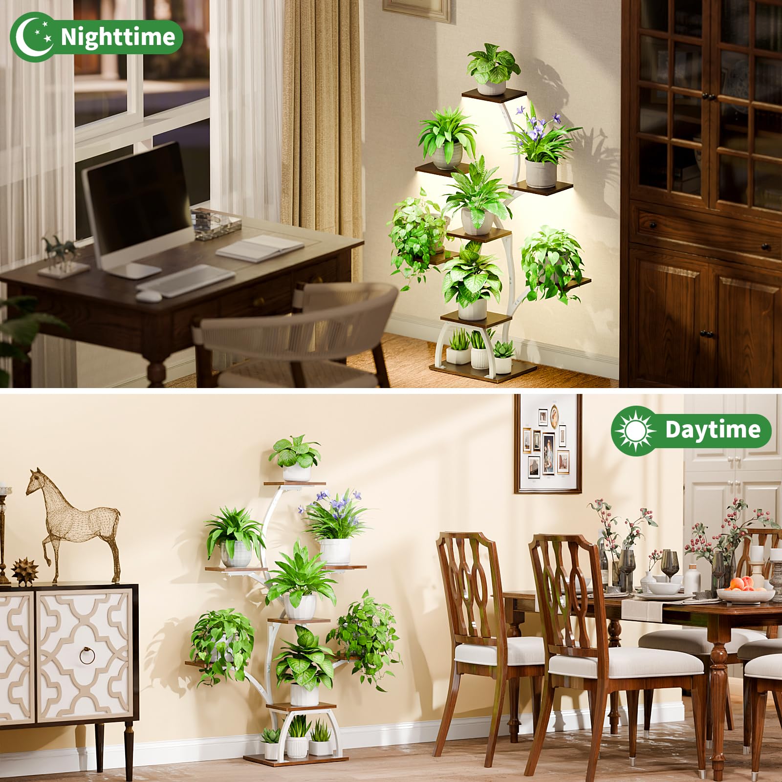 CODACE corner plant stand in white adds space-saving style.