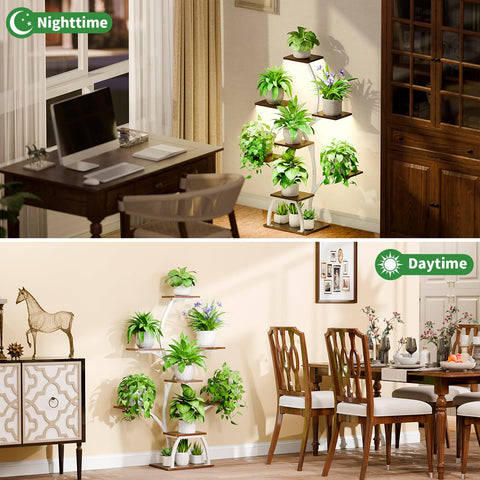 CODACE corner plant stand in white adds space-saving style.