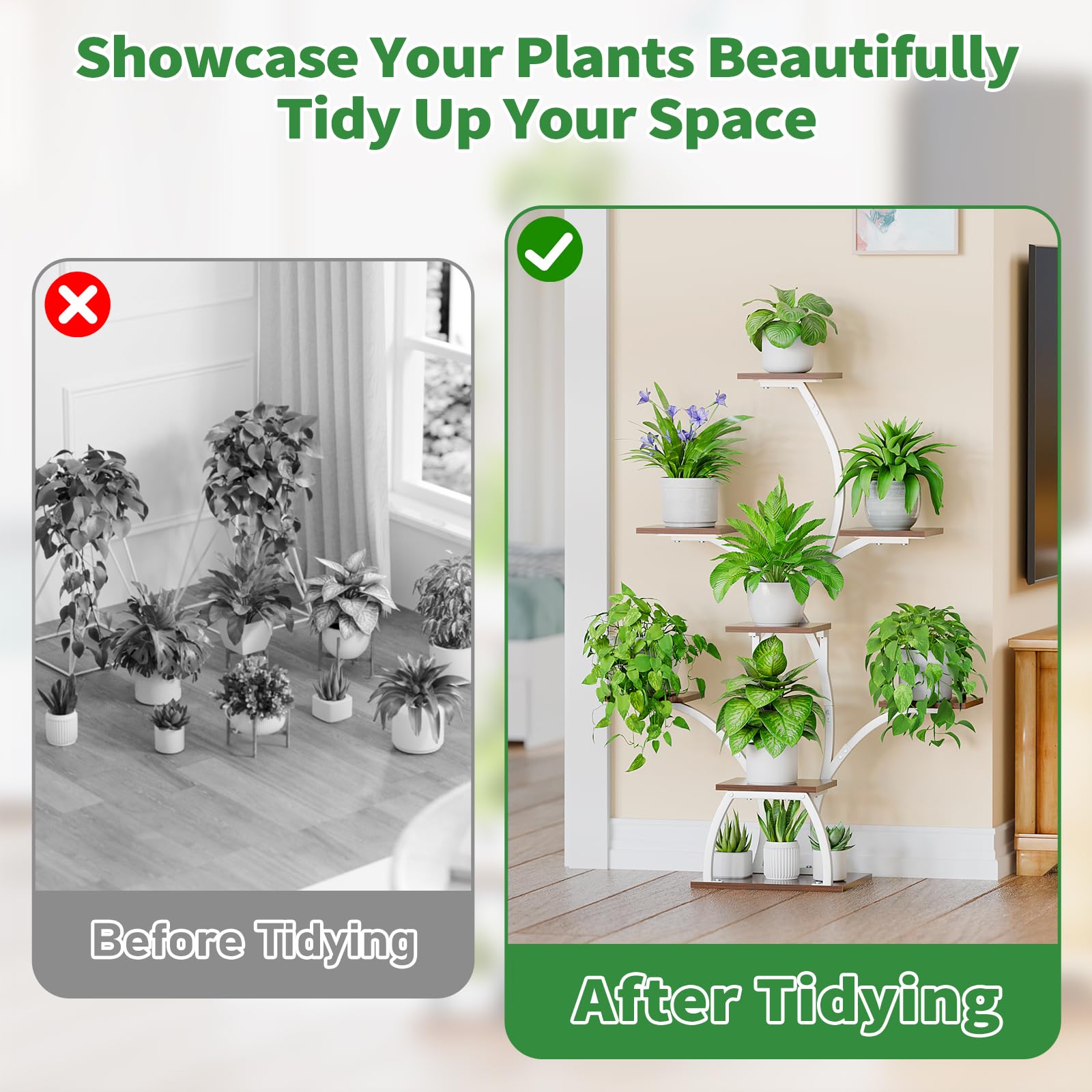 CODACE six-shelf display unit organizes indoor plants beautifully.