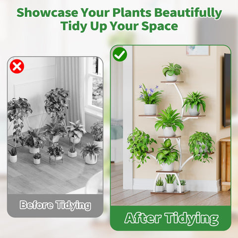 CODACE six-shelf display unit organizes indoor plants beautifully.