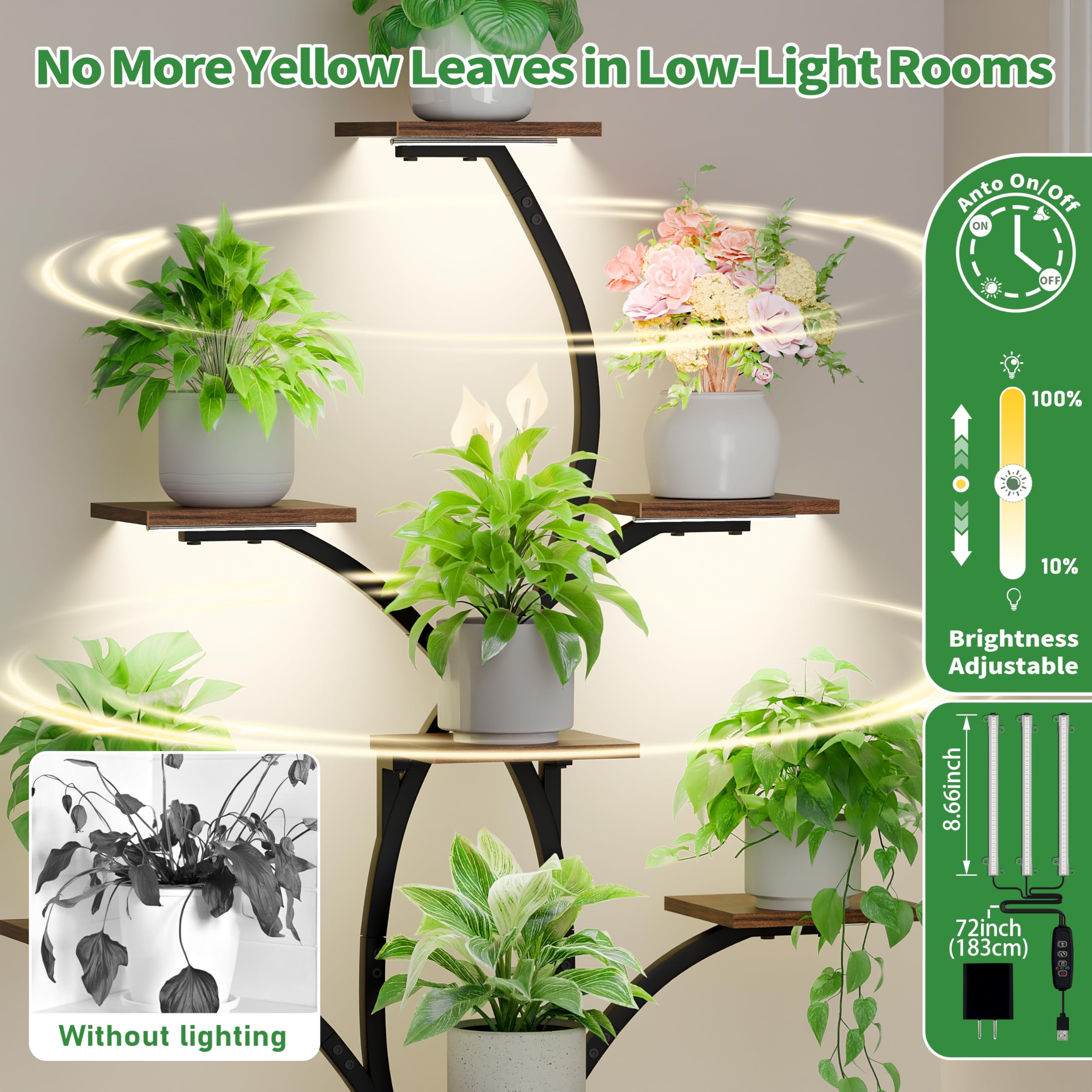 CODACE three-head grow light close-up highlights full-spectrum lighting capabilities.