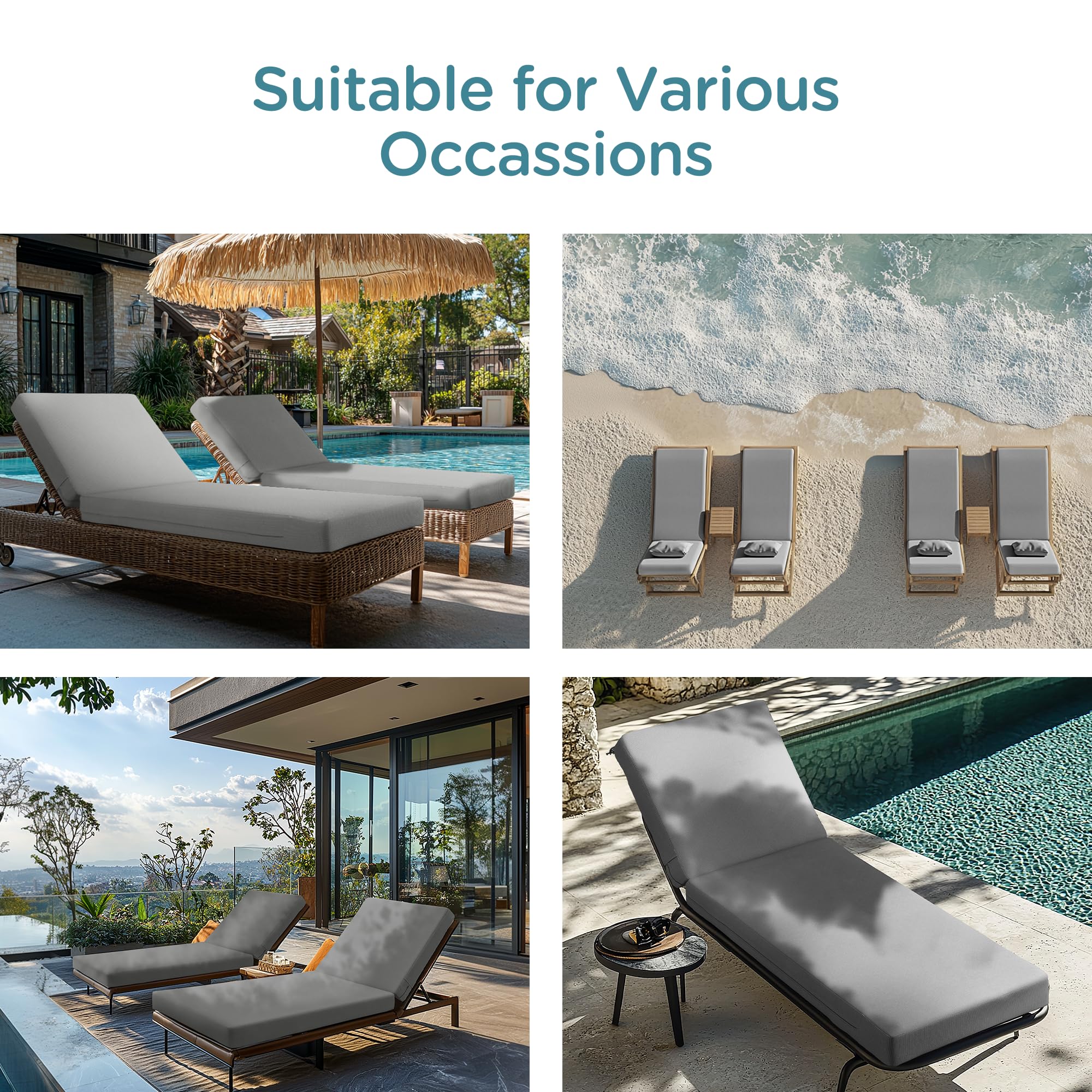 Codi cushions feature reinforced seams for long-lasting outdoor use.