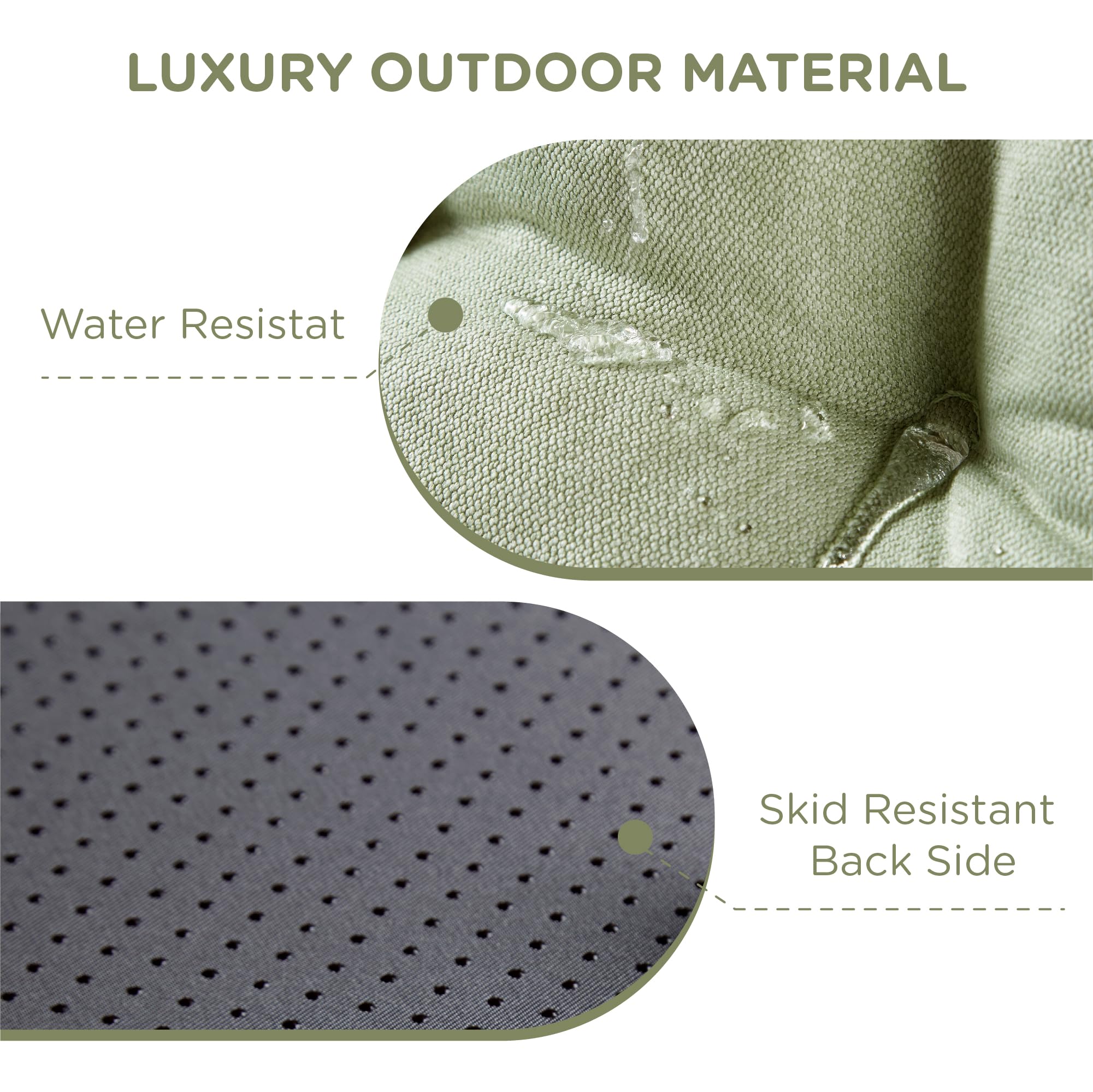 Codi rocking chair cushion sage slip-resistant bottom—stable seating.