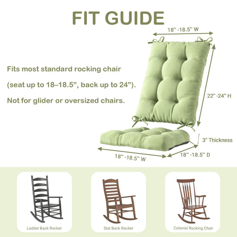 Codi rocking chair cushion sage waterproof top—resists spills outdoors.