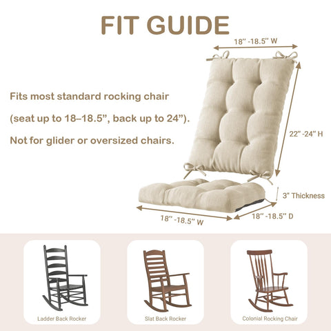 Codi rocking chair cushion beige seat with snug fit design for most standard rockers
