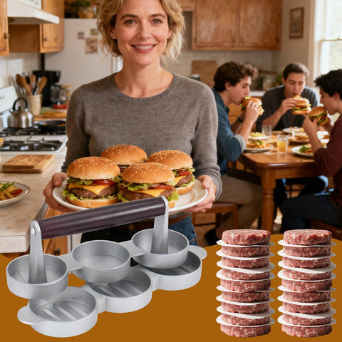 CODOHI press making three patties at once for quick meal prep.