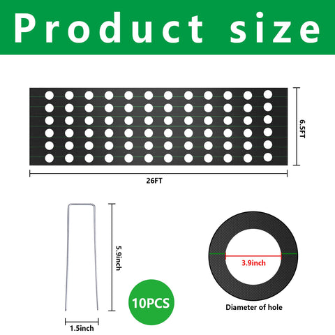 Codree heavy-duty weed barrier fabric highlights durable construction and sun shading.