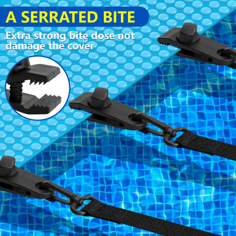 Codree pool cover clip providing firm grip on a solar blanket.