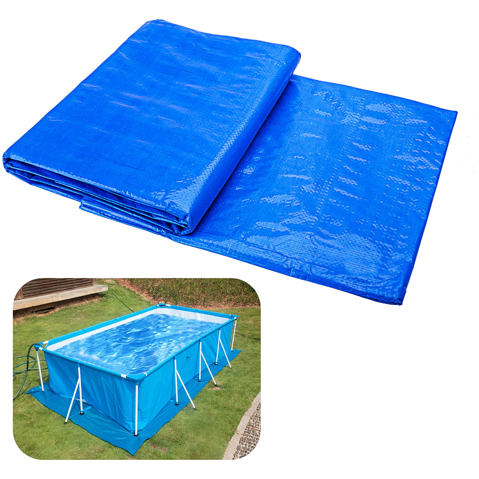 Codree pool ground cloth 11x7-8ft rectangular protects above-ground pools with a durable underlay