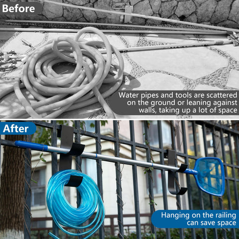 Codree screwless pool hook enables tool-free mounting on rails.