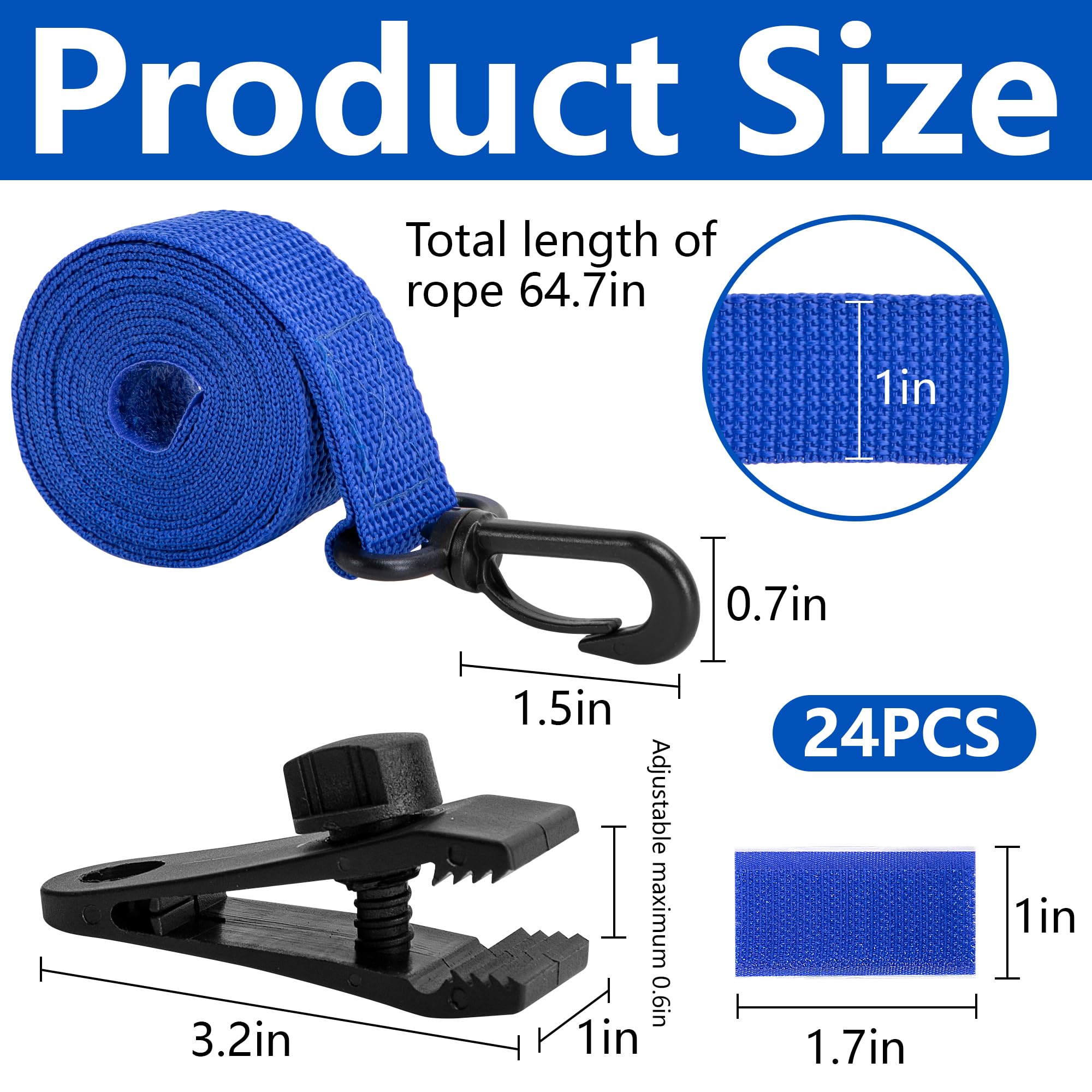 Codree blue straps extended show adjustable length for versatile pool covers.
