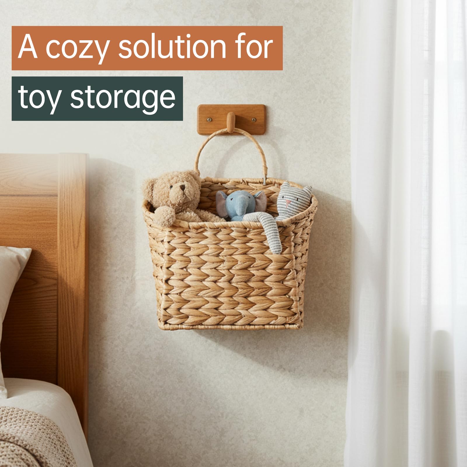 Coeusy wall-mounted storage basket suitable for plants, mail, or magazines.