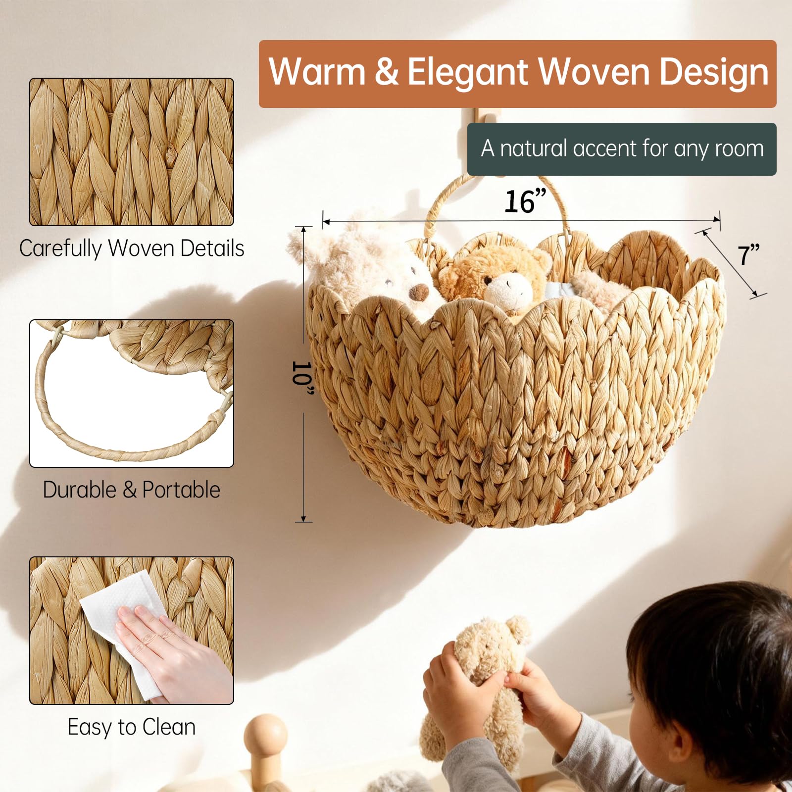 Coeusy water hyacinth weave basket for natural plant displays.