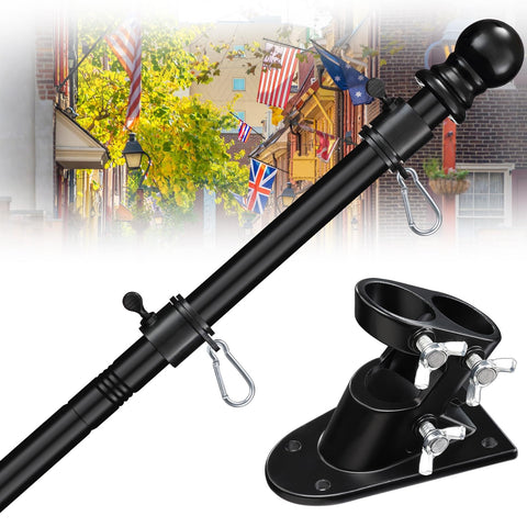 Cogardenshower 5ft flag pole kit ready for quick outdoor display on the wall