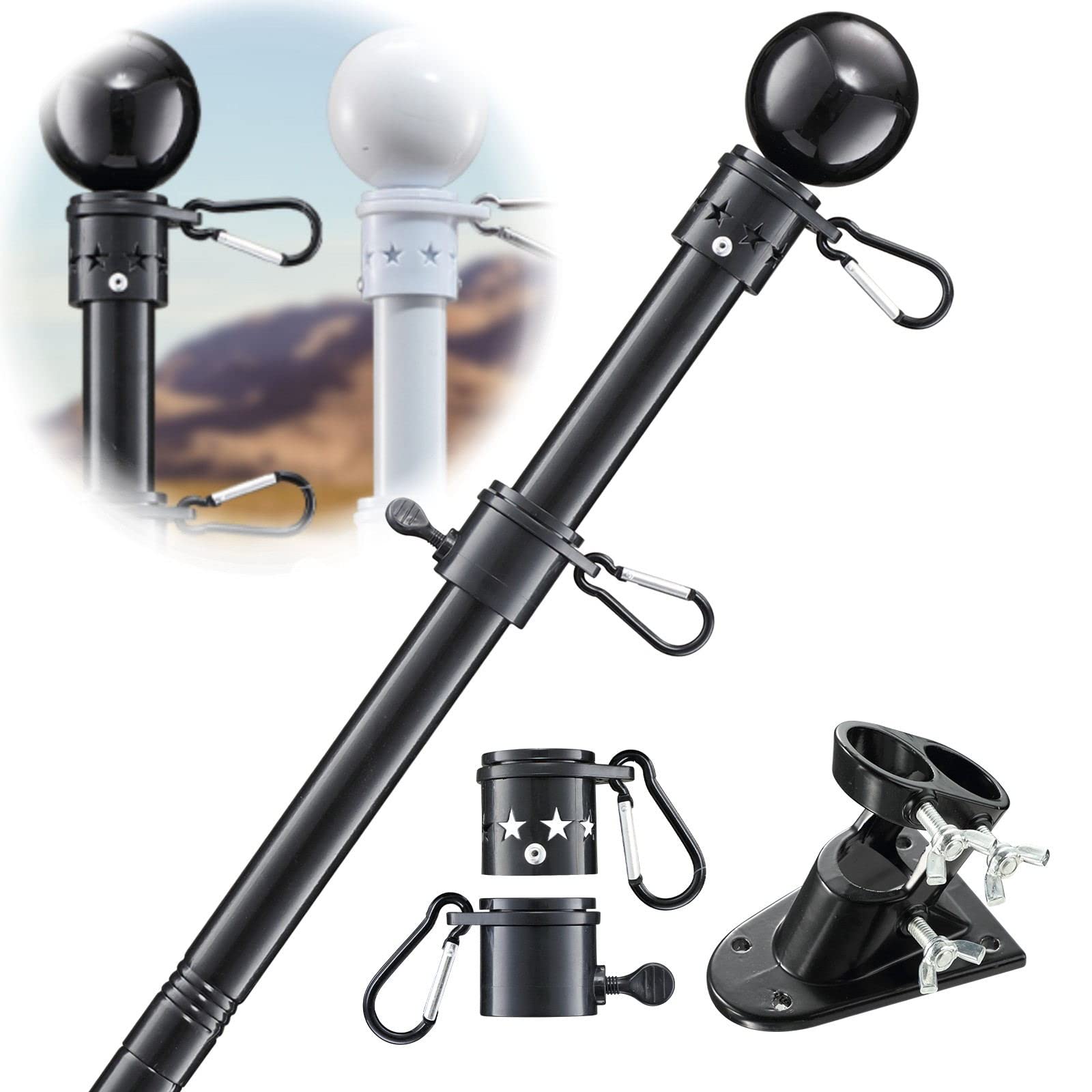 Cogardenshower 6ft stainless steel flagpole for durable outdoor display.