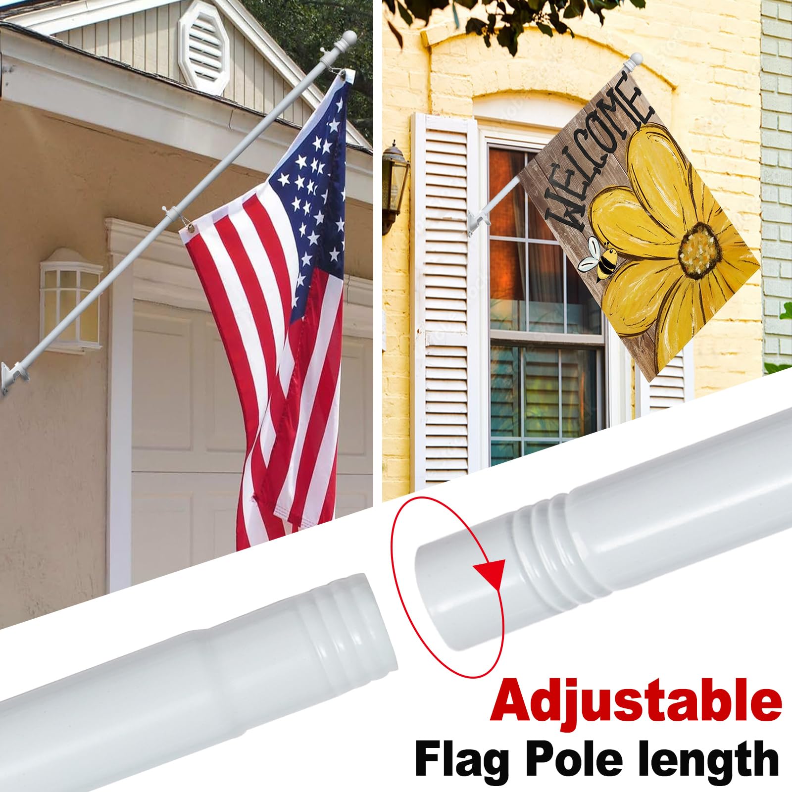 Cogardenshower adjustable flag pole fits 2x3, 3x5, and 4x6 ft flags.