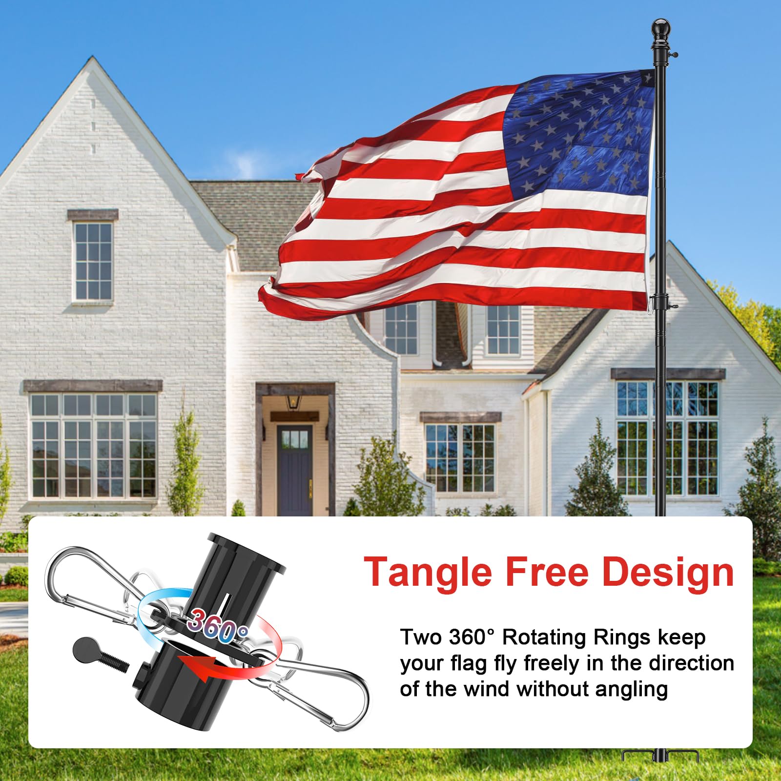 Cogardenshower adjustable-height flag pole adapts from 1.3ft to 8.5ft.