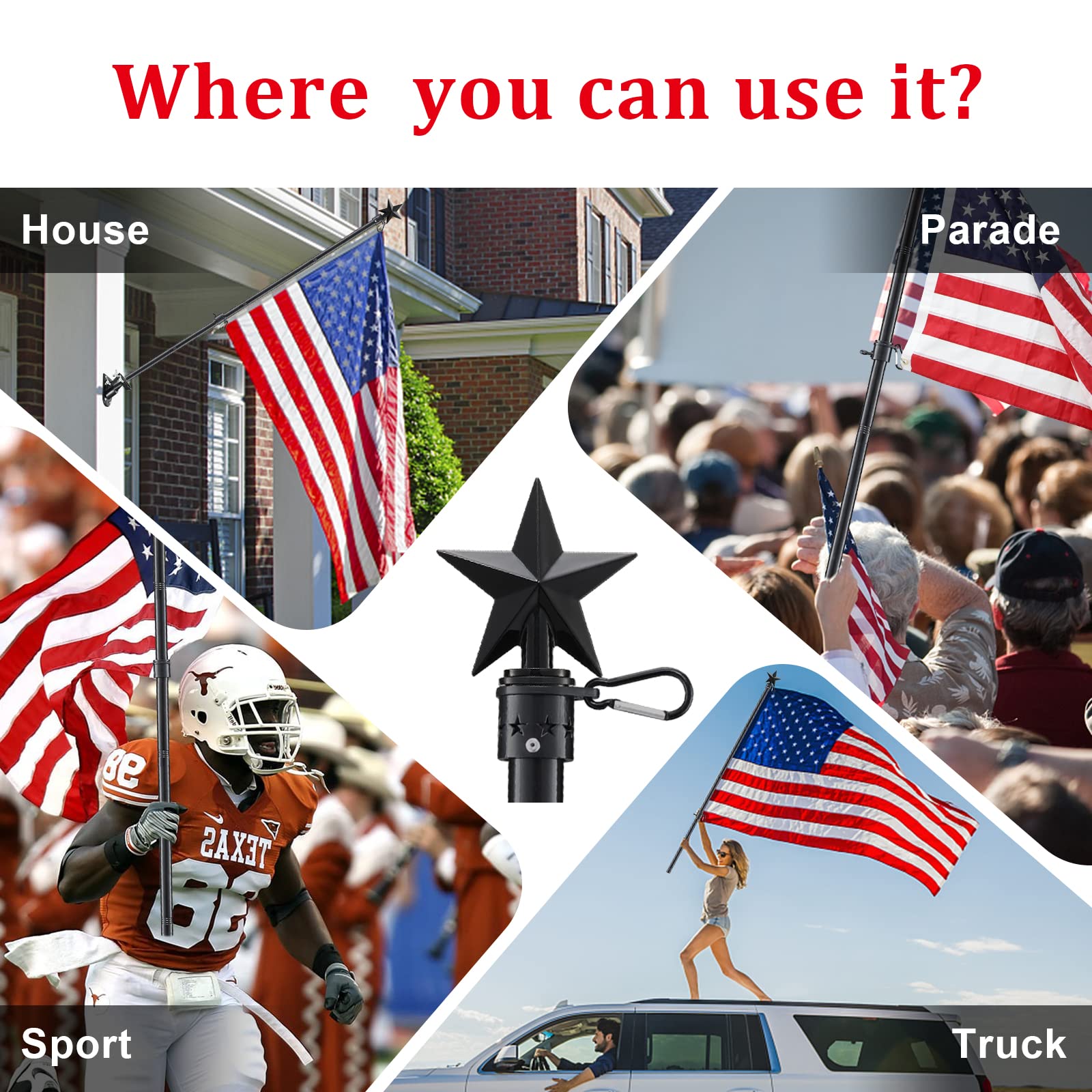 Cogardenshower american-star topper adds classic flagpole detail