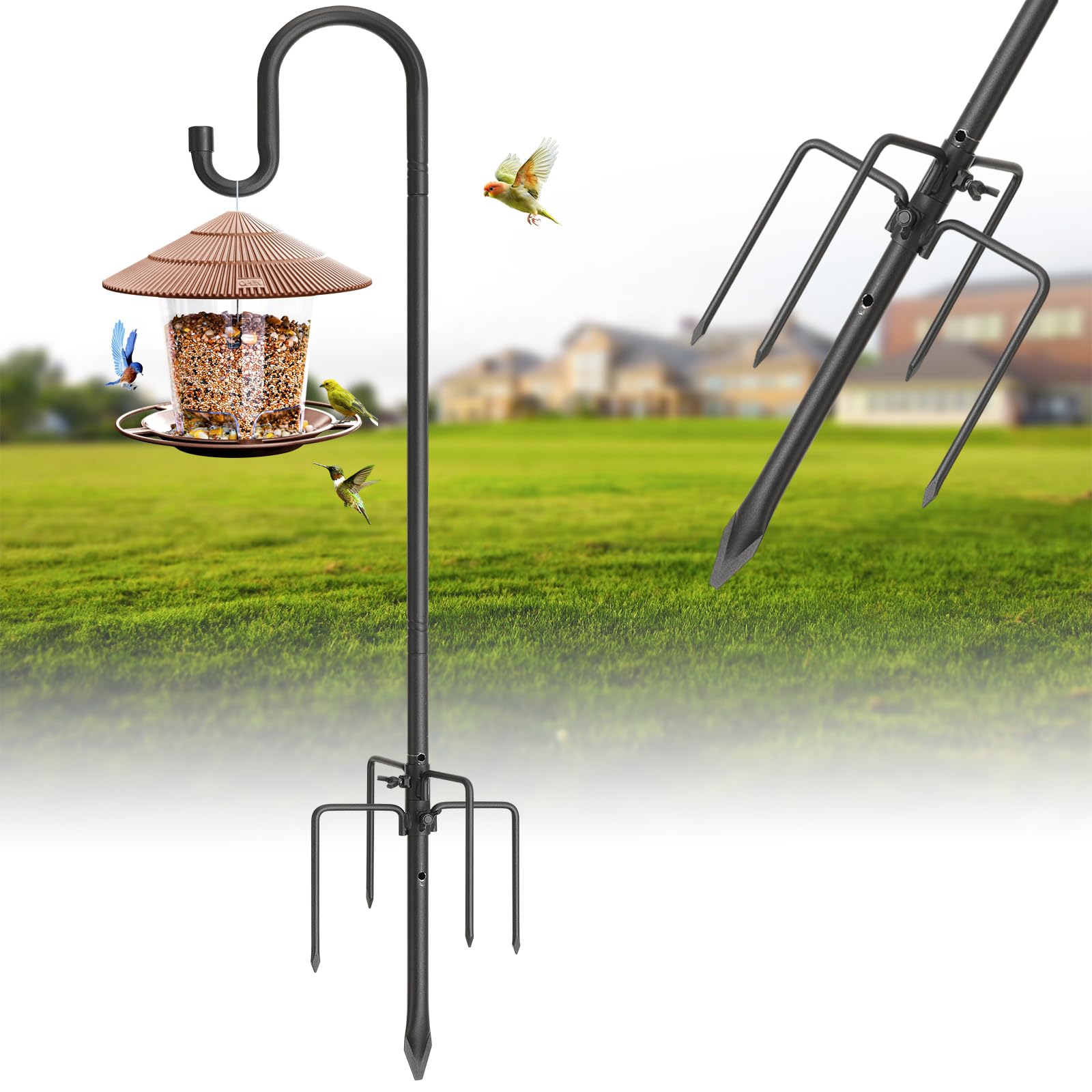 Cogardenshower bird feeder pole base with five prongs ensures stable garden display