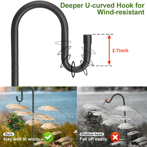 Cogardenshower deep U-hook minimizes sway for stable décor