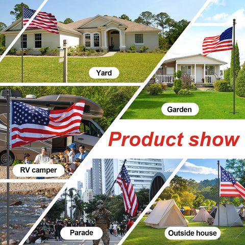 Cogardenshower flag display in yard or garden for events.