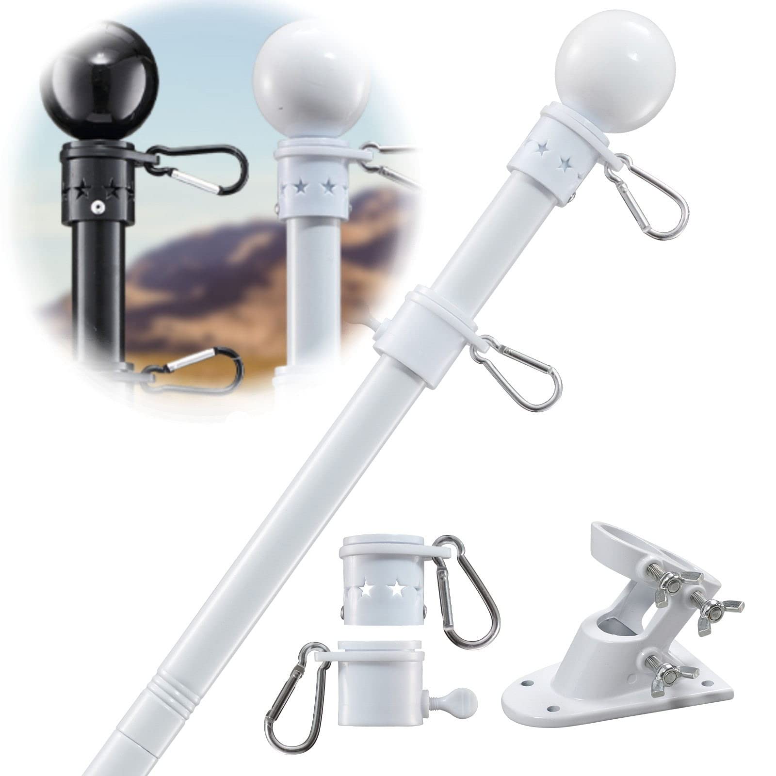 Cogardenshower flag pole 5ft assembly for quick outdoor setup.