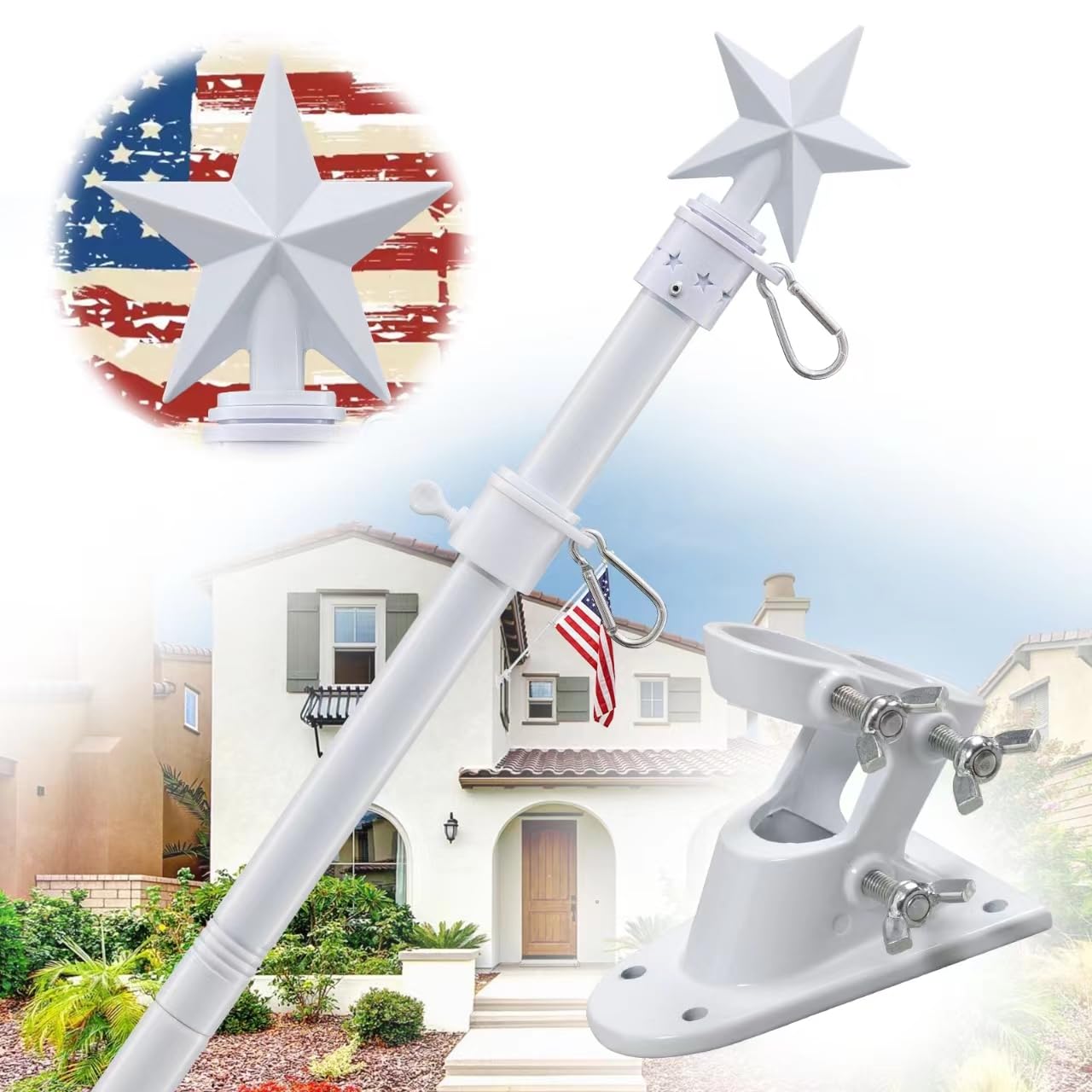 Cogardenshower 5ft flag pole kit for porch display