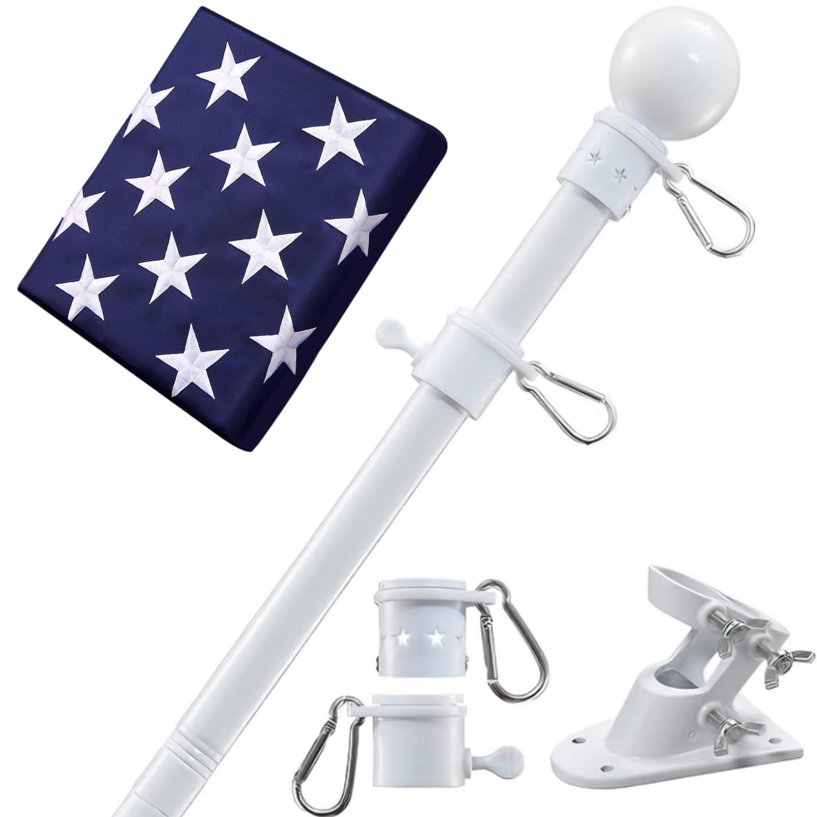 Cogardenshower flagpole-assembly-kit enables quick outdoor setup for porch display.