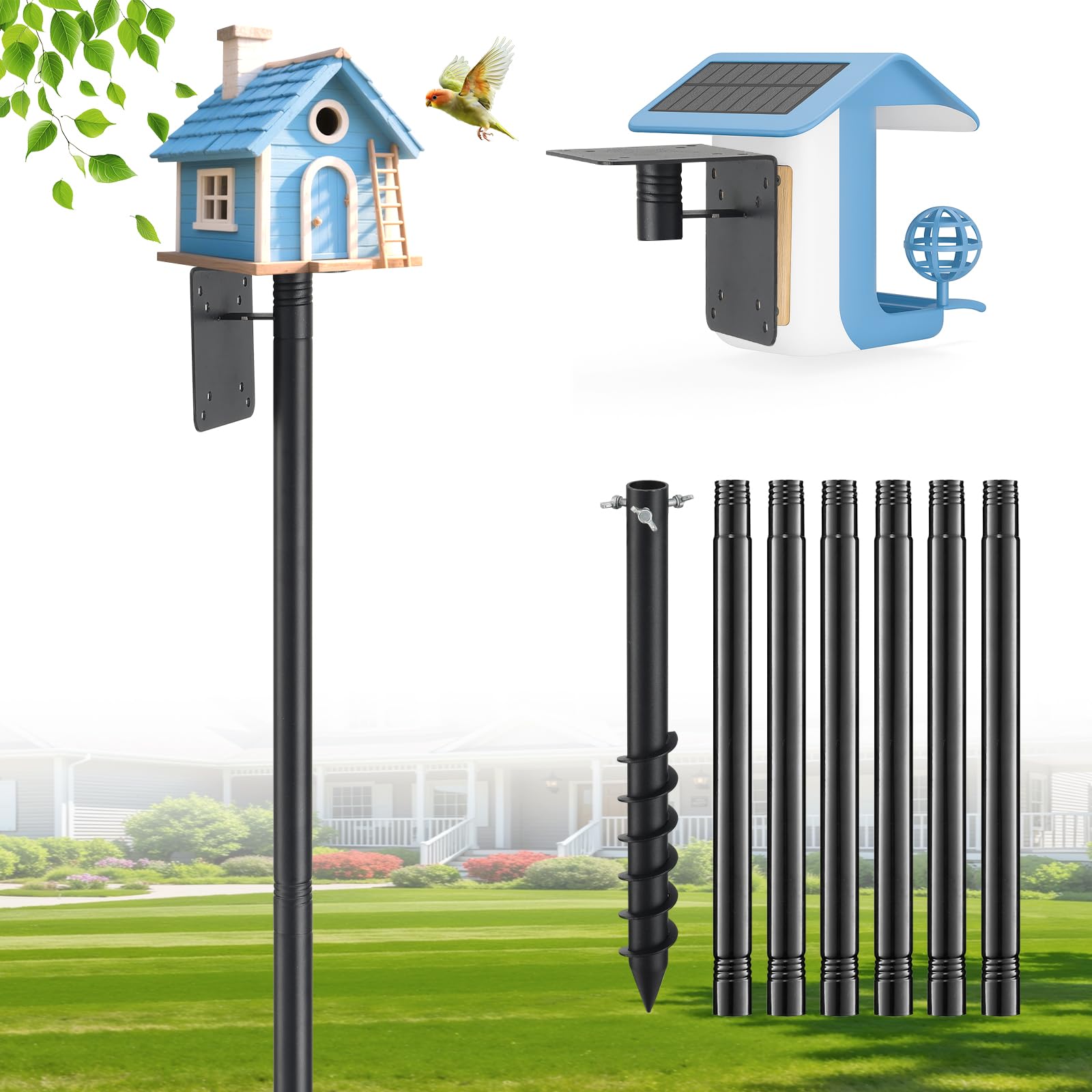 Cogardenshower heavy duty pole with auger anchor drilling into soil for stability
