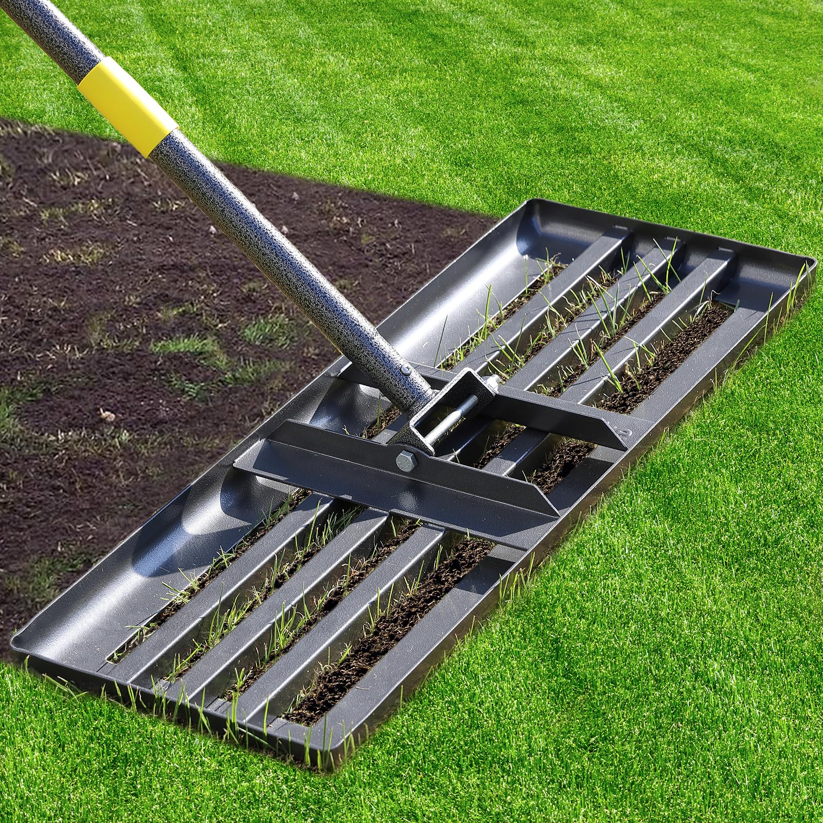 Cogardenshower Lawn Leveling Rake 30x10 ground plate helps even soil and turf