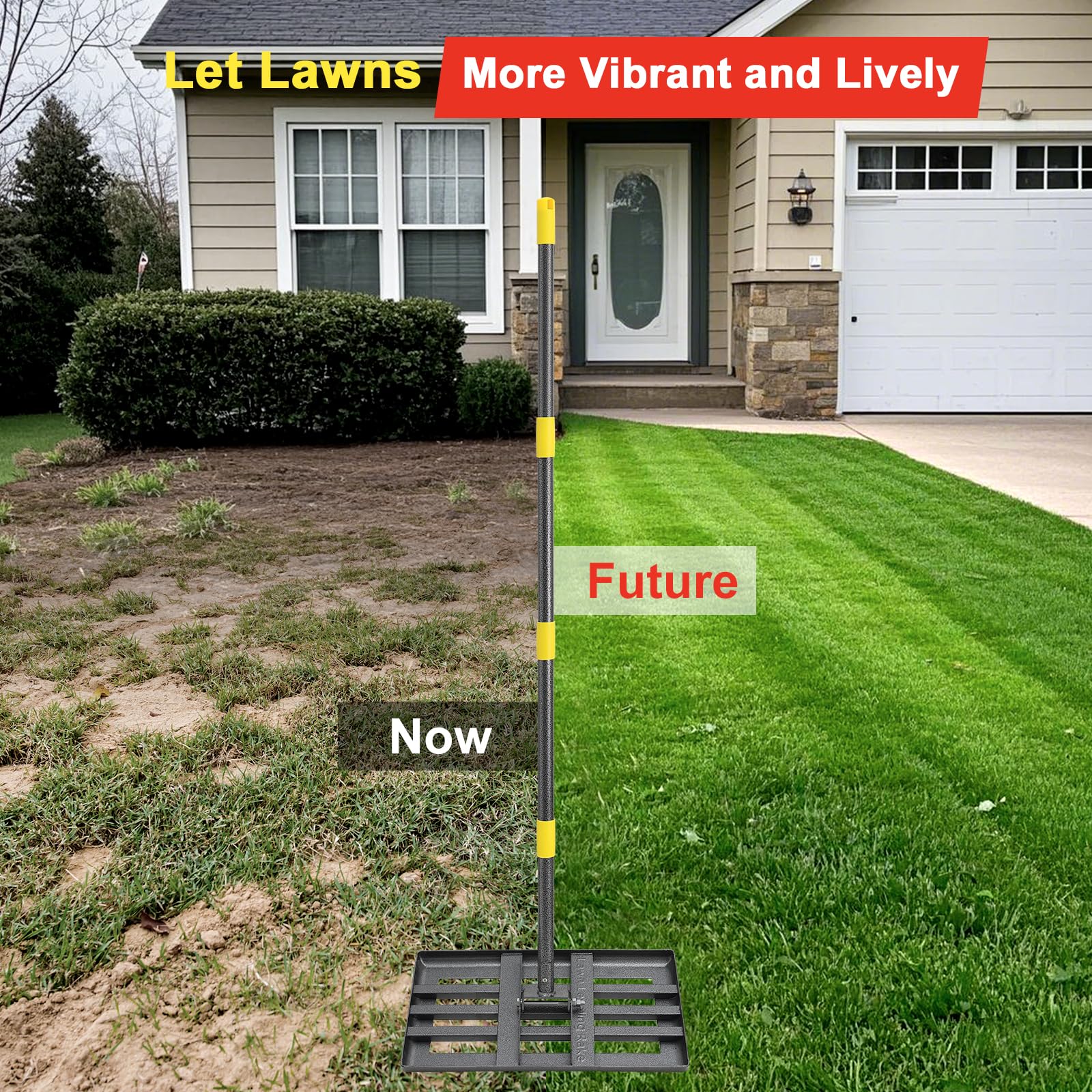 Cogardenshower lawn leveling rake 8.5 pounds for manageable landscaping.