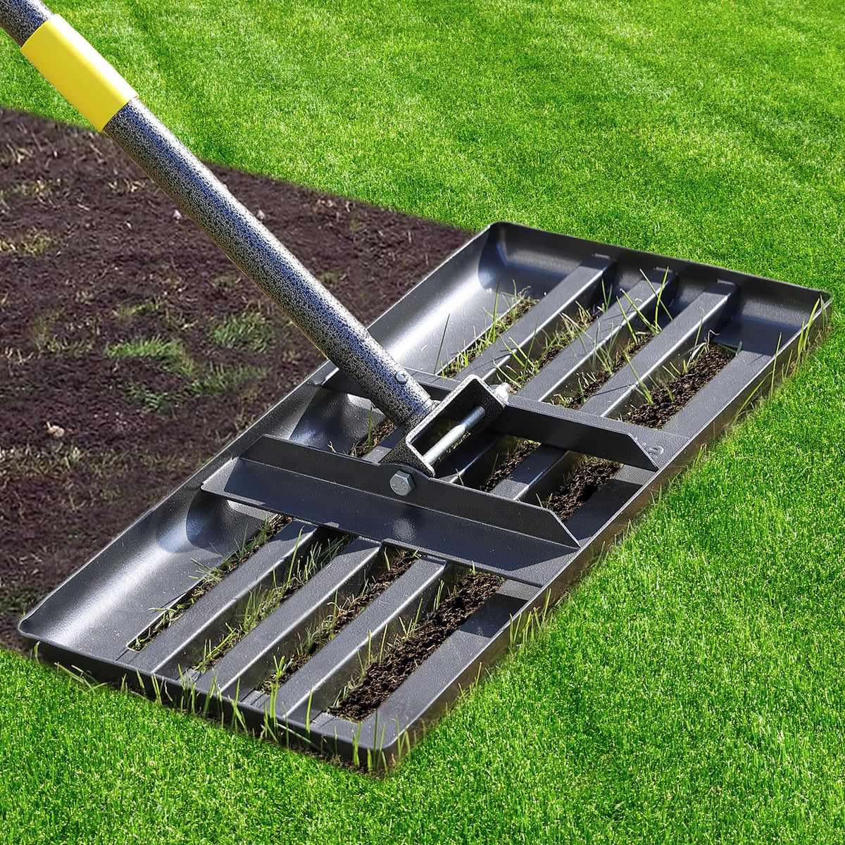 Cogardenshower lawn leveling rake ground plate 17x10 for precise topdressing.